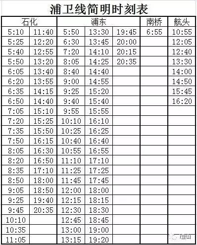 浦卫线时刻表最新详解